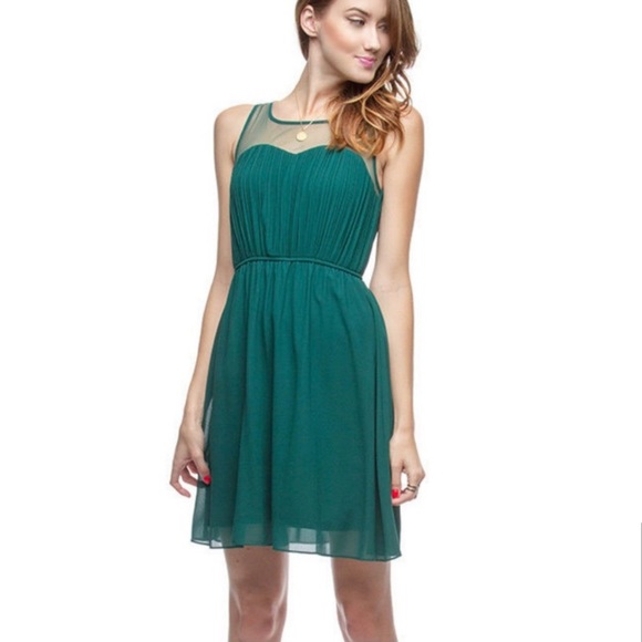 Ya Los Angeles Teal Green Mesh Dress - Picture 5 of 10